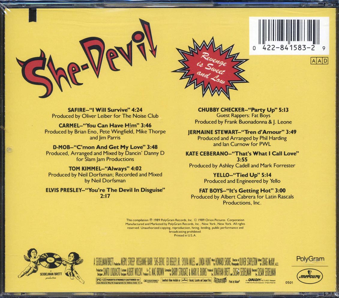 Elvis Presley, Safire, D Mob, Carmel, Etc. - She-Devil Original Motion Picture Soundtrack (marked/ltd stock) Music CD