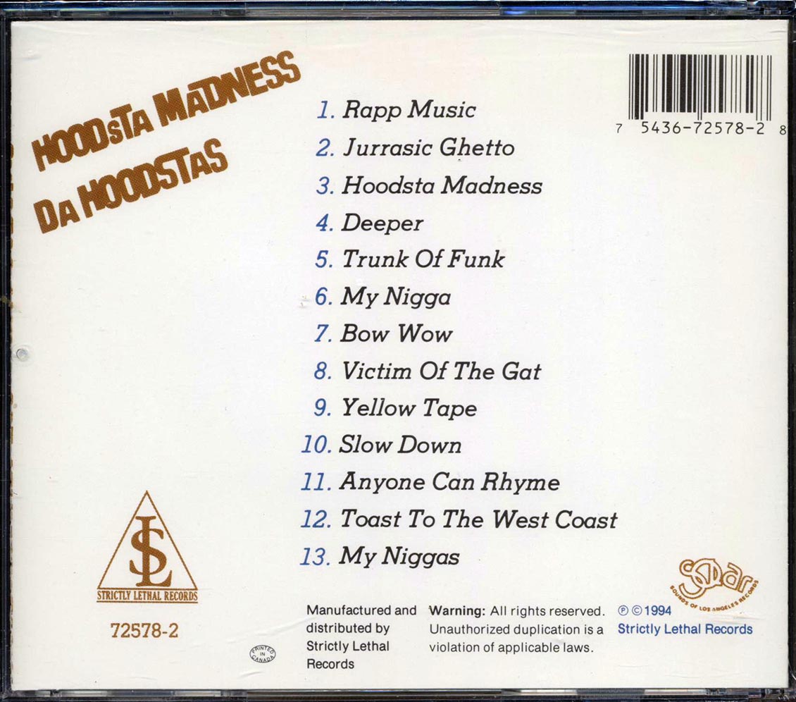 Da Hoodstas - Hoodsta Madness Music CD