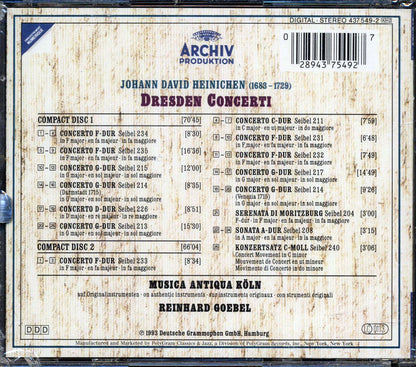 Johann David Heinichen, Reinhard Boebel - Musica Antiqua Koln; Dresden Concerti (2xCD) Music CD