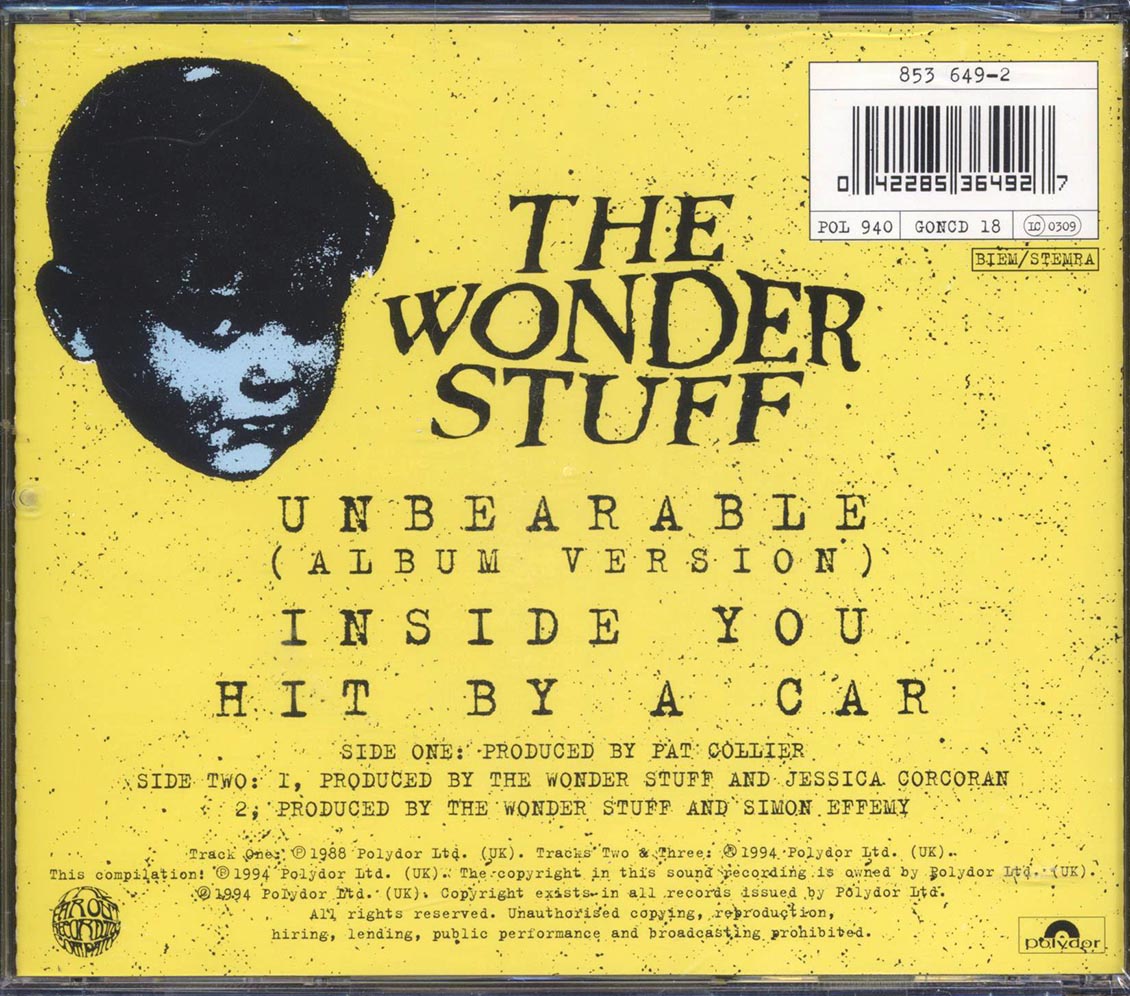The Wonder Stuff - Unbearable Music CD