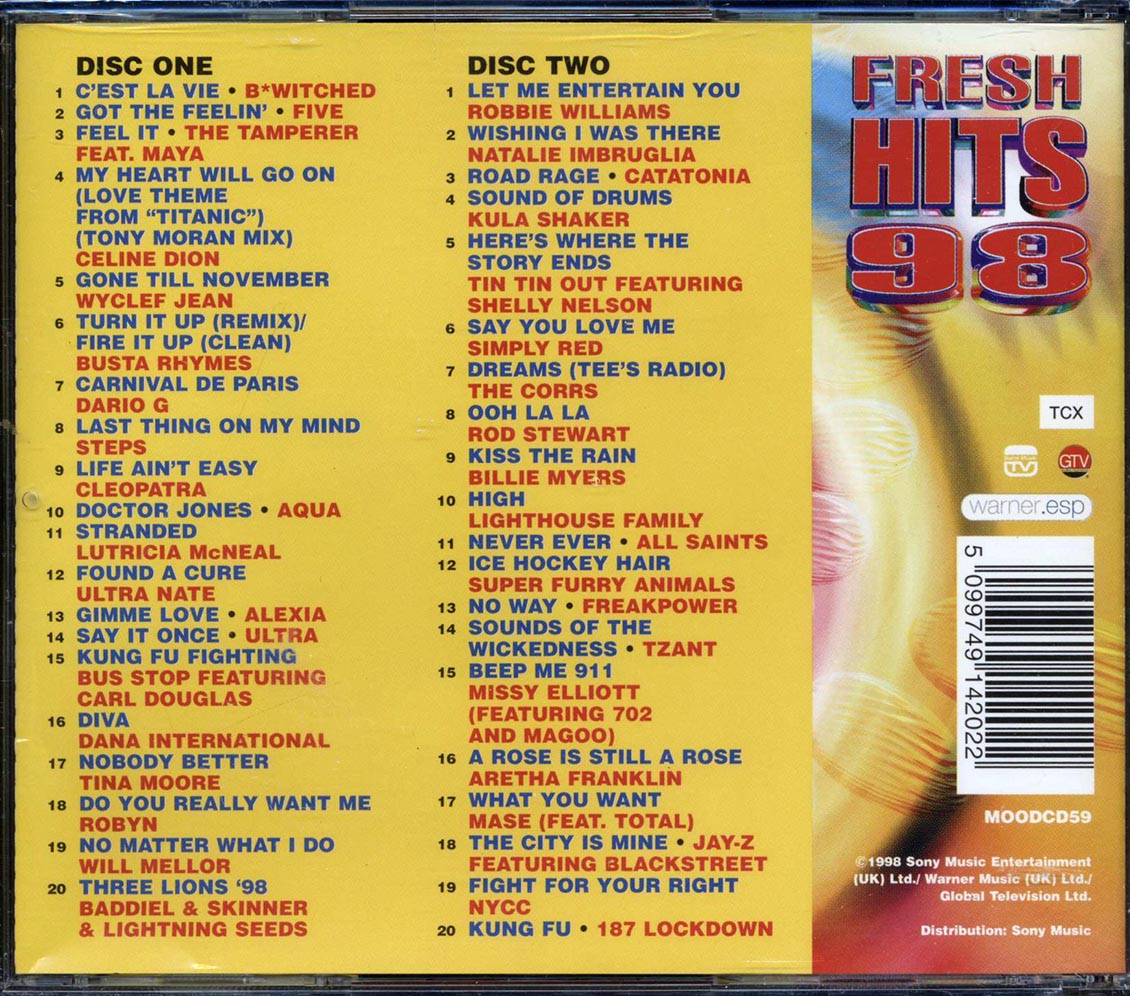 Celine Dion, Wyclef Jean, Five, Etc. - Fresh Hits 98 (40 tracks) (2xCD) Music CD