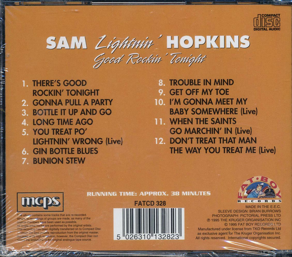 Lightnin' Hopkins - Good Rockin' Tonight Music CD