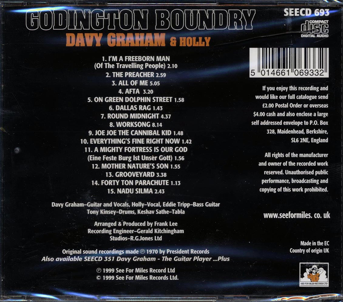 Davy Graham & Holly - Godington Boundry Music CD