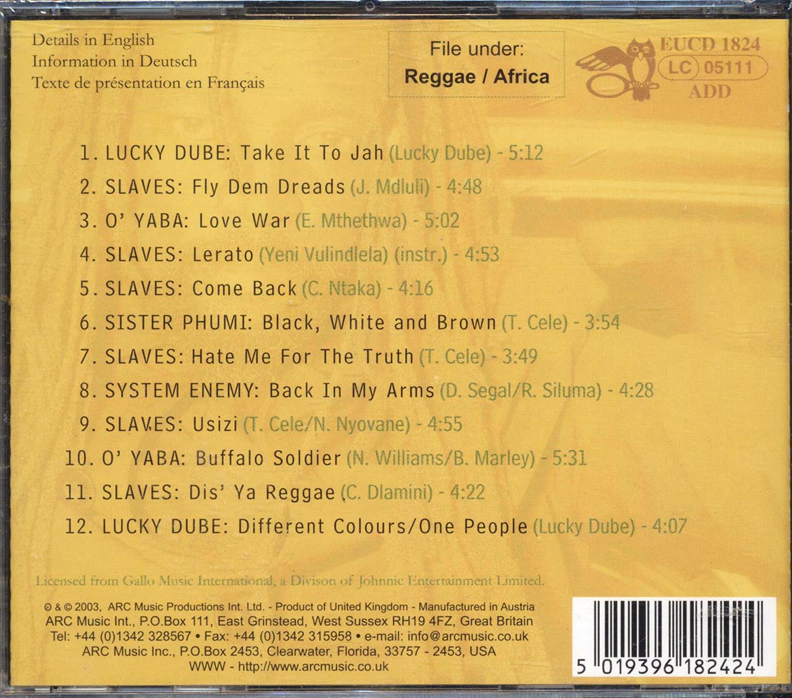 Lucky Dube, Slaves, O'Yaba, System Enemy, Etc. - African Reggae Music CD
