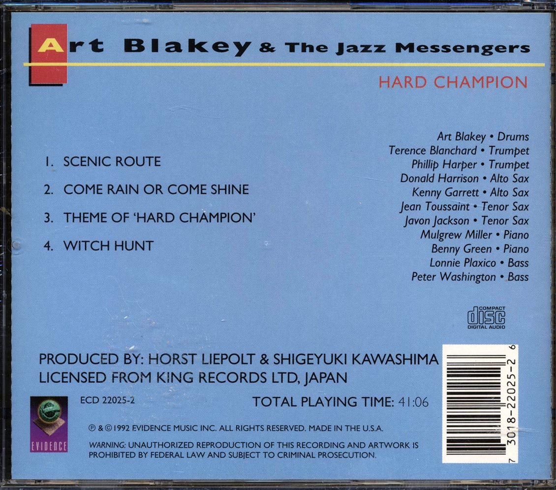 Art Blakey & The Jazz Messengers - Hard Champion Music CD