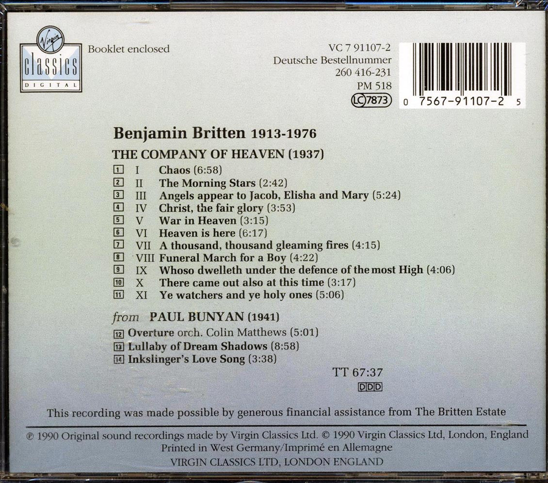 Britten, London Philharmonic Choir, Enlish Chamber Orchestra, Philip Brunelle - The Company Of Heaven; Paul Bunyan Music CD