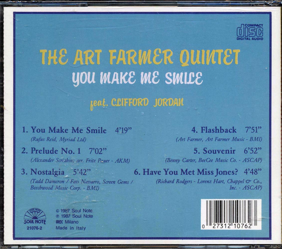 Art Farmer Quintet - You Make Me Smile Music CD