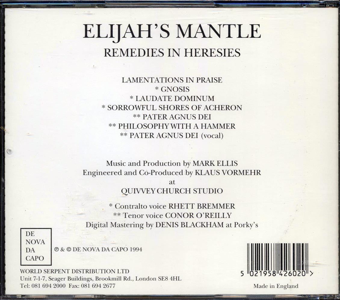 Elijah's Mantle - Remedies In Heresies Music CD
