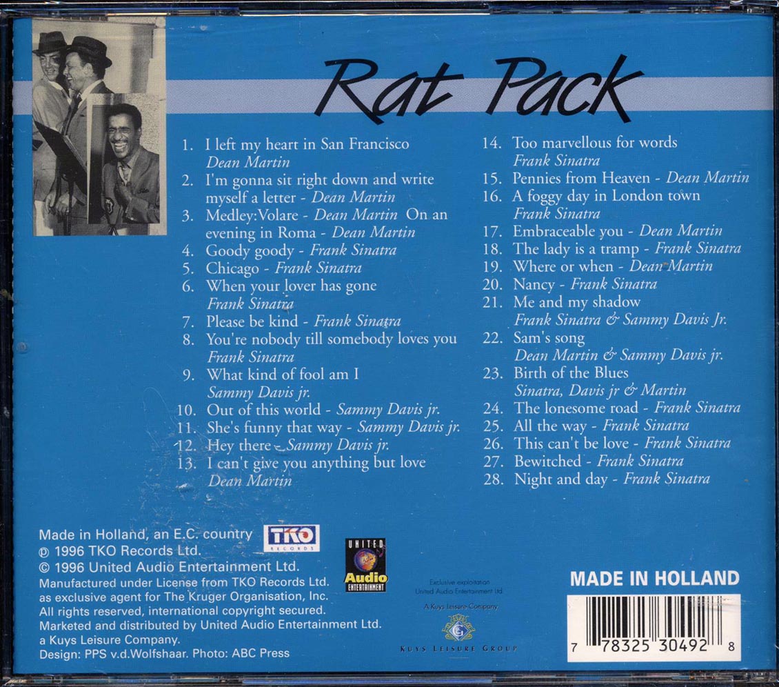 Frank Sinatra, Sammy Davis Jr., Dean Martin - Rat Pack (28 tracks) (remastered) Music CD