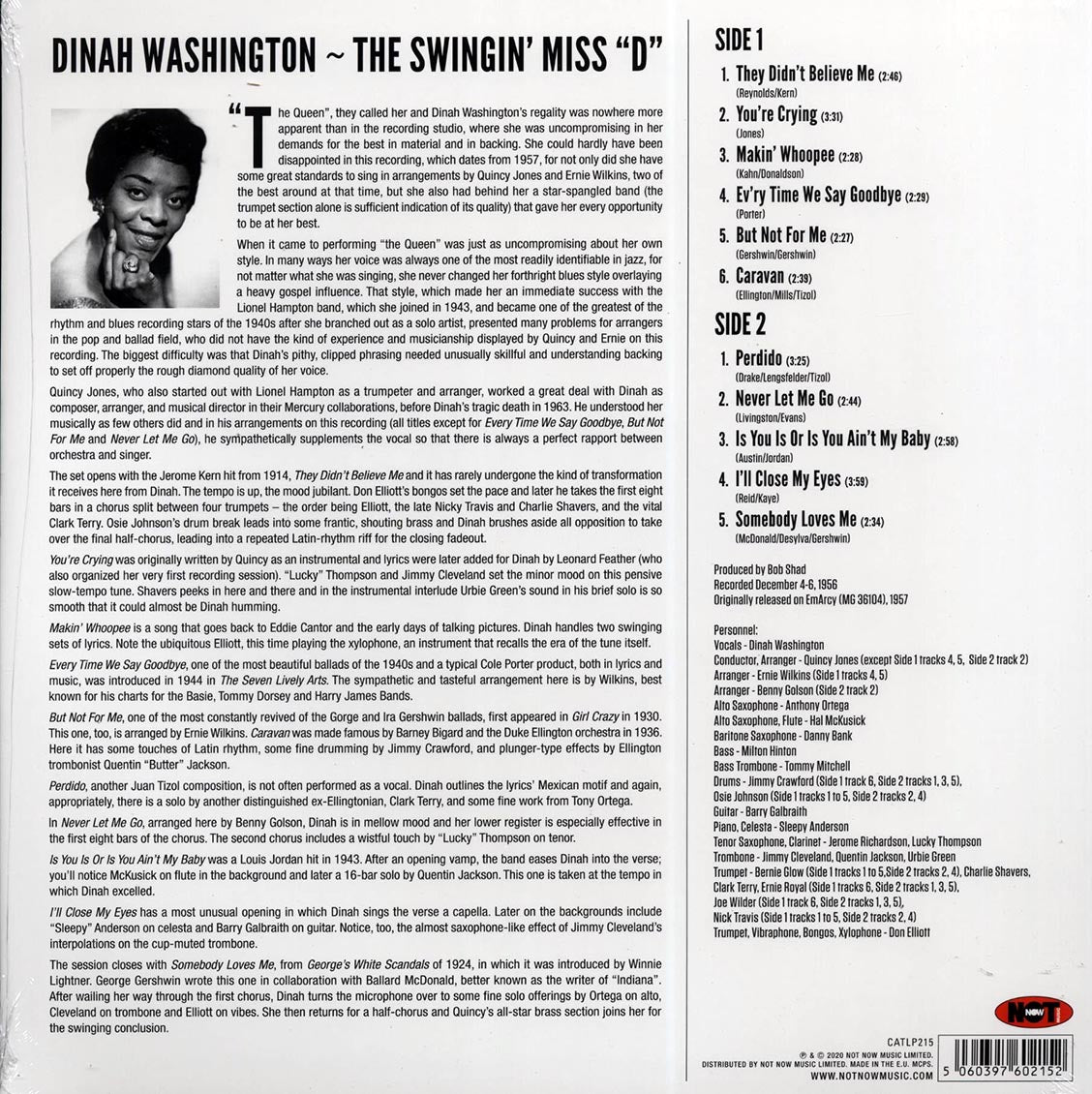Dinah Washington - The Swingin' Miss D (180g) Vinyl Record