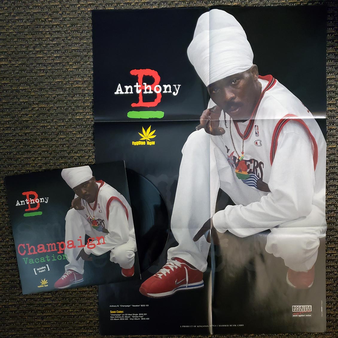 Anthony B - Champaign; Champaign Irie Instrumental Mix  /  Anthony B - Vacation; Champaign Backyard Mix (INCLUDES POSTER) (orig. press) 12" Vinyl Record