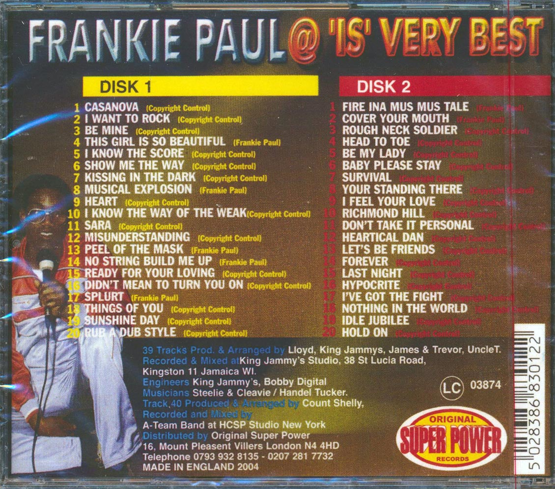 Frankie Paul - At His Very Best (40 Tracks) (40 tracks) (2xCD) Music CD