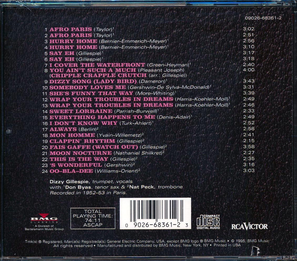 Dizzy Gillespie - Dizzy Gillespie In Paris Volume 2 (marked/ltd stock) Music CD