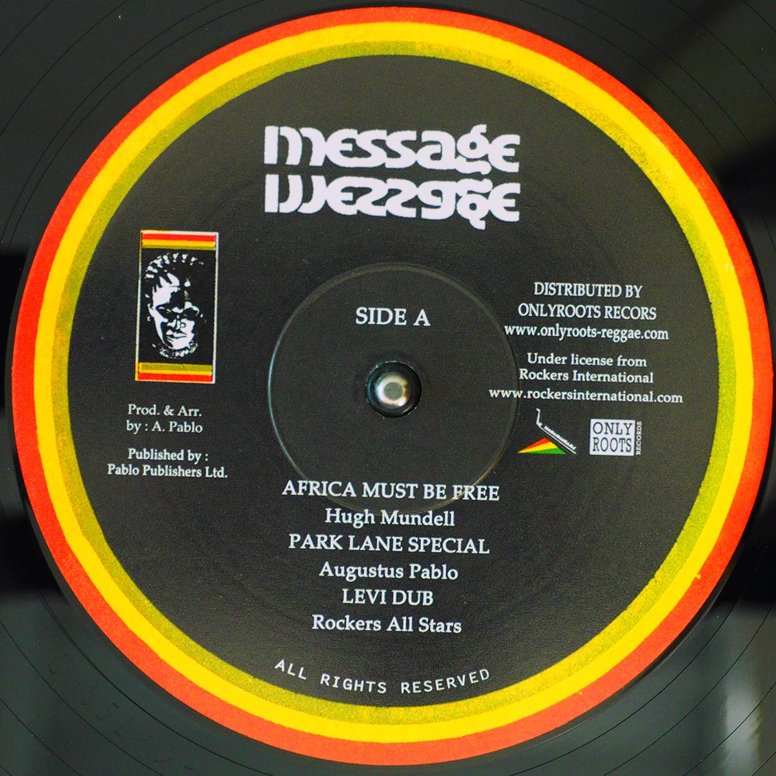 Hugh Mundell - Africa Must Be Free; Augustus Pablo - Park Lane Special; Rockers All Stars - Levi Dub  /  Augustus Pablo - Africa 1983; Rockers All Stars - Africa Dub 10" Vinyl Record