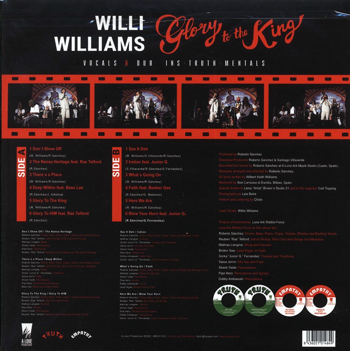 Willie Williams - Glory To The King: Showcase Vocals & Dub Ins-truth-mentals Vinyl Record