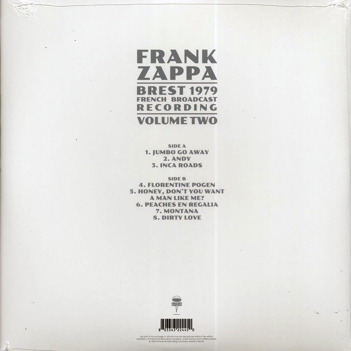 Frank Zappa - Brest 1979 Volume 2: French Broadcast Recording Vinyl Record