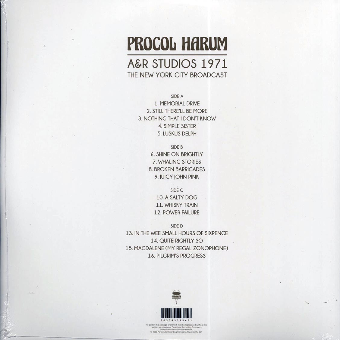 Procol Harum - A&R Studios 1971: The New York City Broadcast (ltd. ed.) (2xLP) Vinyl Record