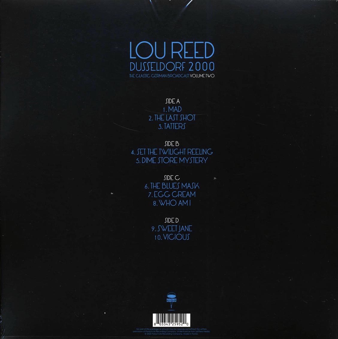 Lou Reed - Dusseldorf 2000 Volume 2: The Classic German Broadcast (2xLP) Vinyl Record