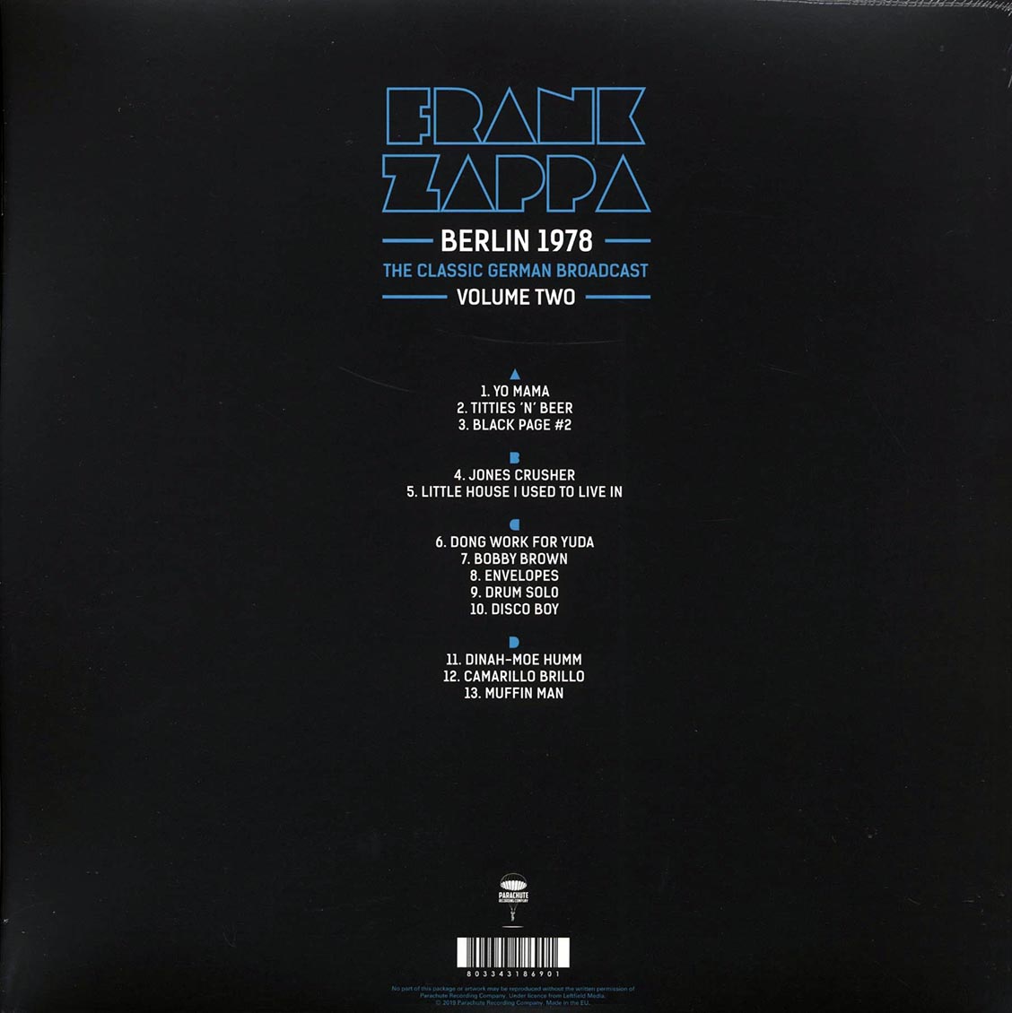 Frank Zappa - Berlin 1978 Volume 2: The Classic German Broadcast (2xLP) Vinyl Record