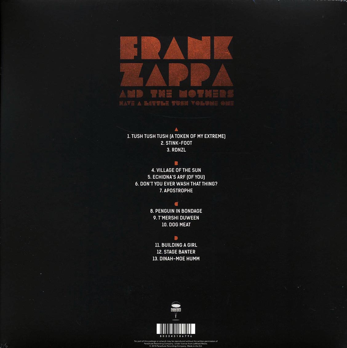 Frank Zappa & The Mothers - Have A Little Tush Volume 1: Michigan State University Broadcast 1974 (2xLP) (clear vinyl) Vinyl Record