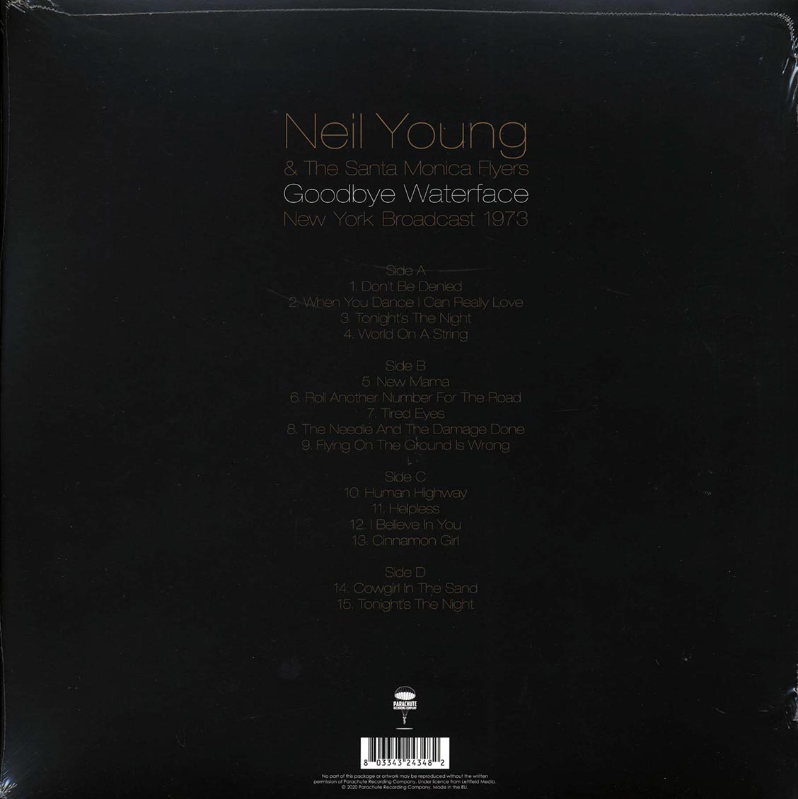 Neil Young & The Santa Monica Flyers - Goodbye Waterface: New York Broadcast 1973 (2xLP) Vinyl Record