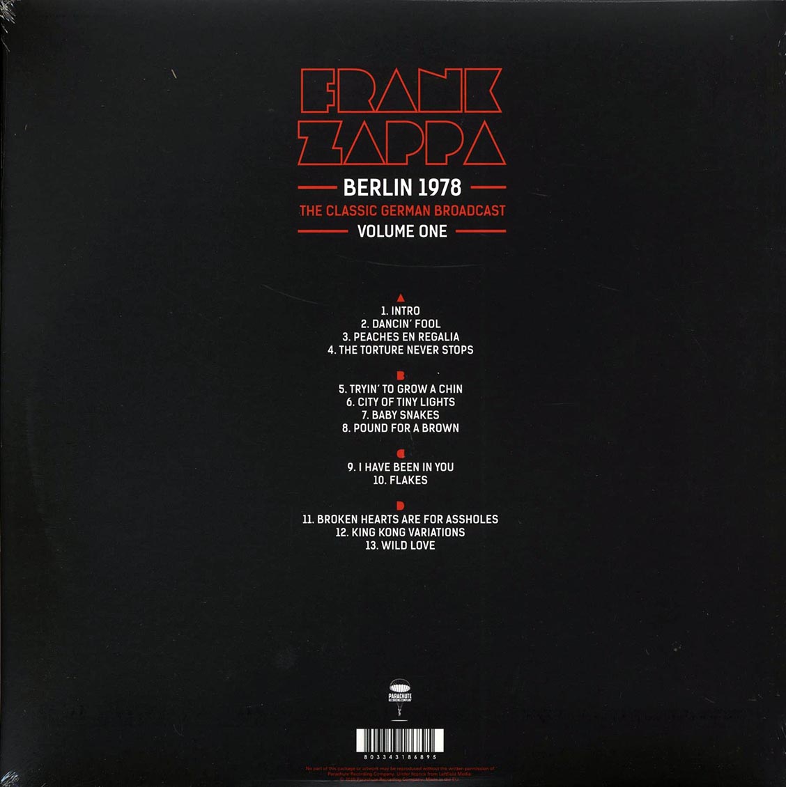 Frank Zappa - Berlin 1978 Volume 1: The Classic German Broadcast (2xLP) Vinyl Record