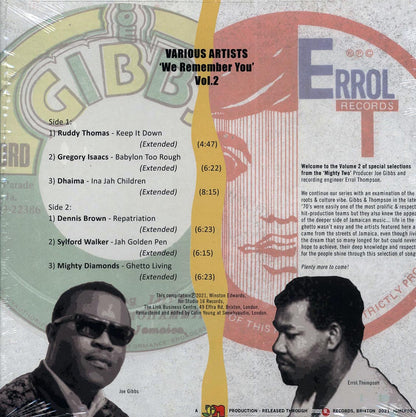 Sylford Walker, Dennis Brown, Dhaima, Gregory Isaacs, Etc. - We Remember You Volume 2: The Mighty Two Joe Gibbs & Errol Thompson Vinyl Record