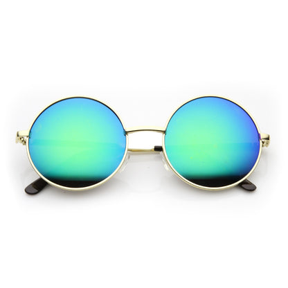 Retro Hippie Round Flash Mirror Lens Metal Sunglasses 9636