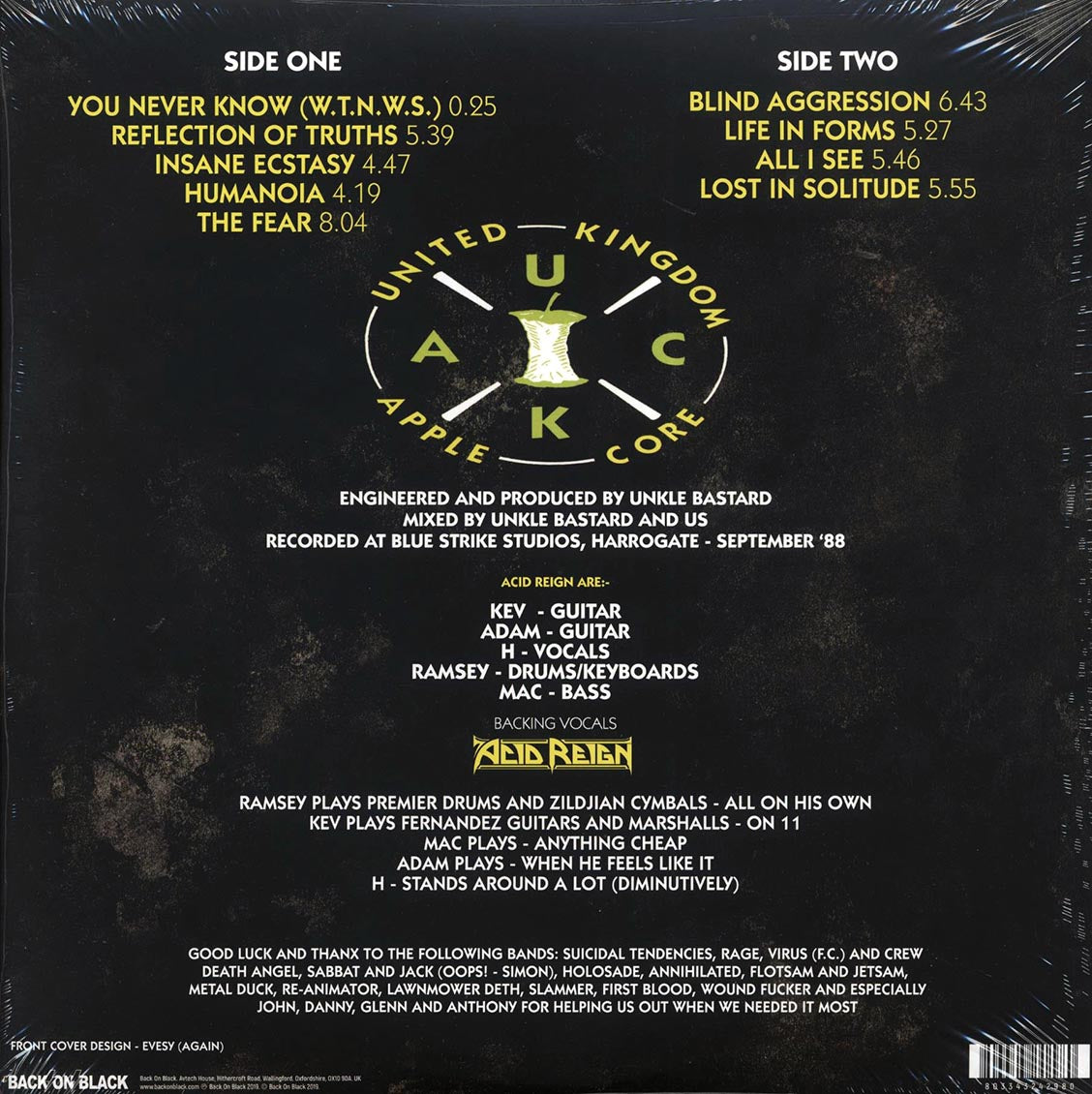 Acid Reign - The Fear (yellow vinyl) (remastered) Vinyl Record