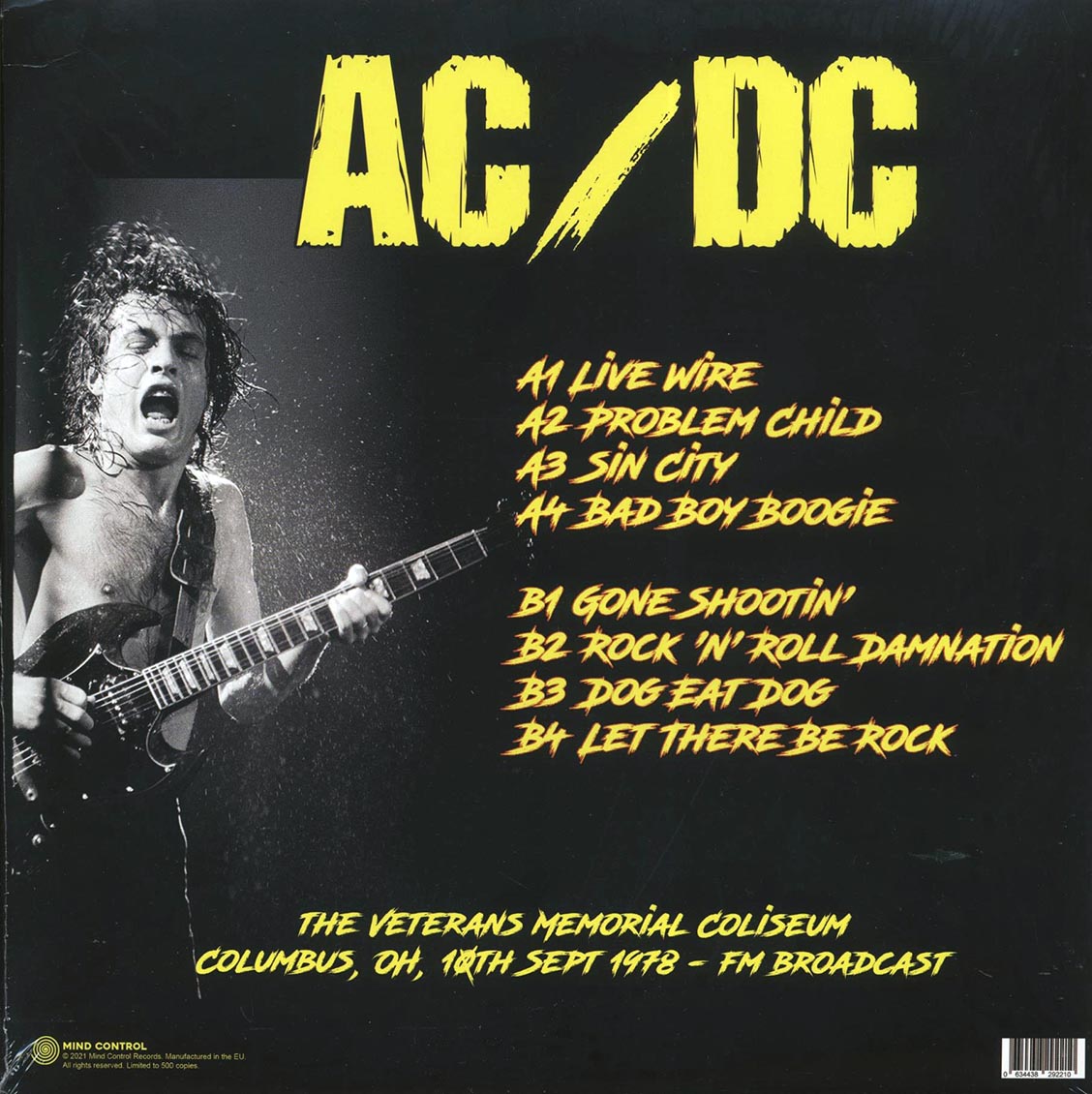 ACDC The Veterans Memorial Coliseum, Columbus, OH, 10th Sept 1978 FM Broadcast ltd. 500 copies made Vinyl Record