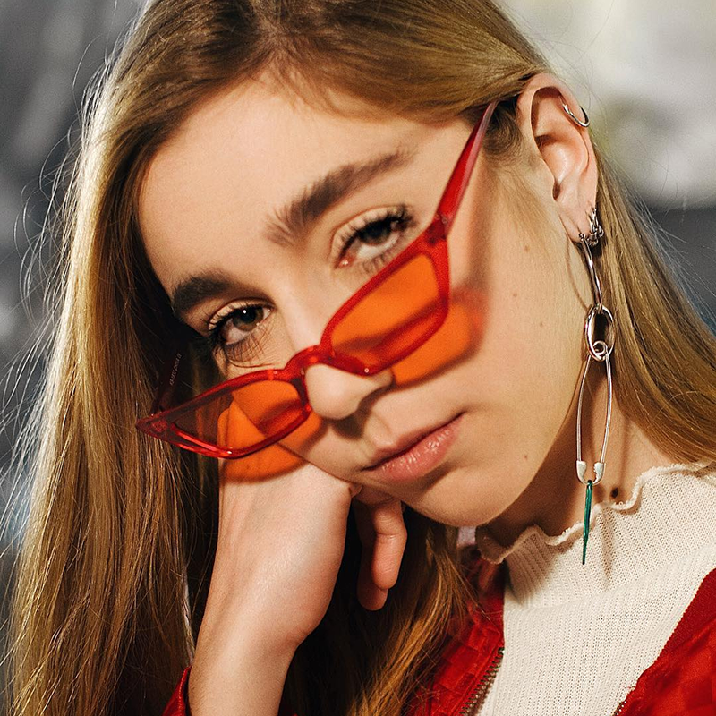 Retro Women's Translucent Thin Cat Eye Color Tone Sunglasses C663