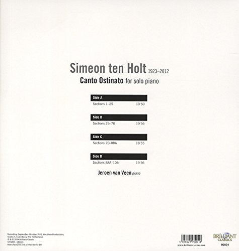 Ten Holt: Canto Ostinato for Solo Piano [LP] Vinyl Record