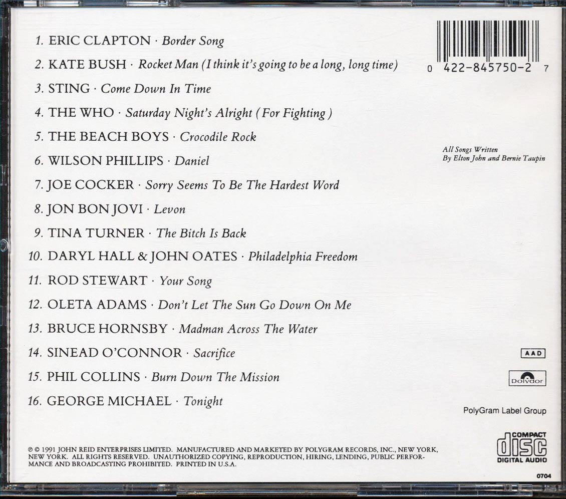 Eric Clapton, The Who, Beach Boys, Etc. - Celebrating The Songs Of Elton John And Bernie Taupin Music CD