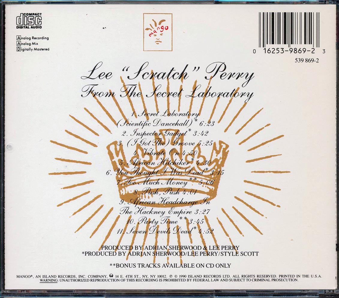 Lee Scratch Perry - From The Secret Laboratory Music CD