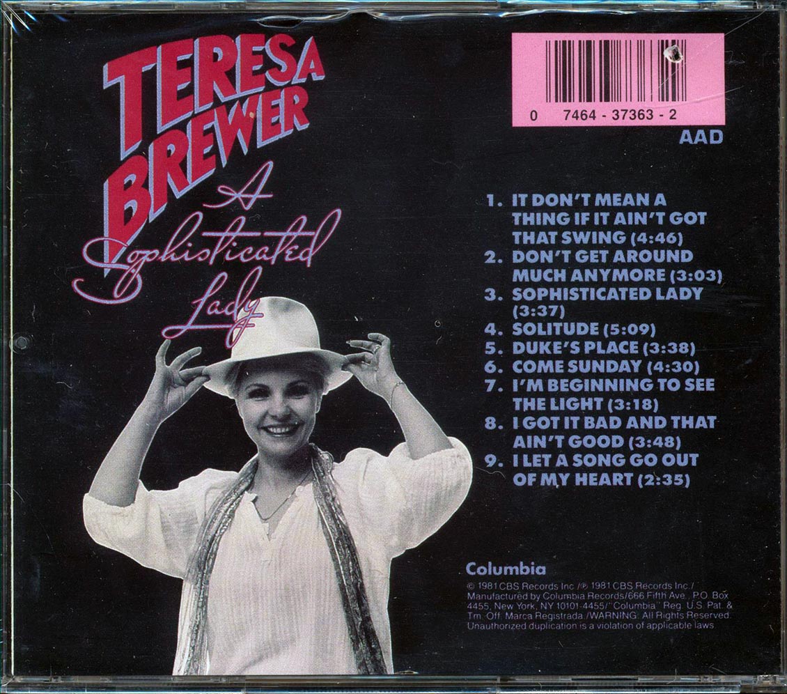 Teresa Brewer, Shelly Manne & His Men - A Sophisticated Lady (marked/ltd stock) Music CD