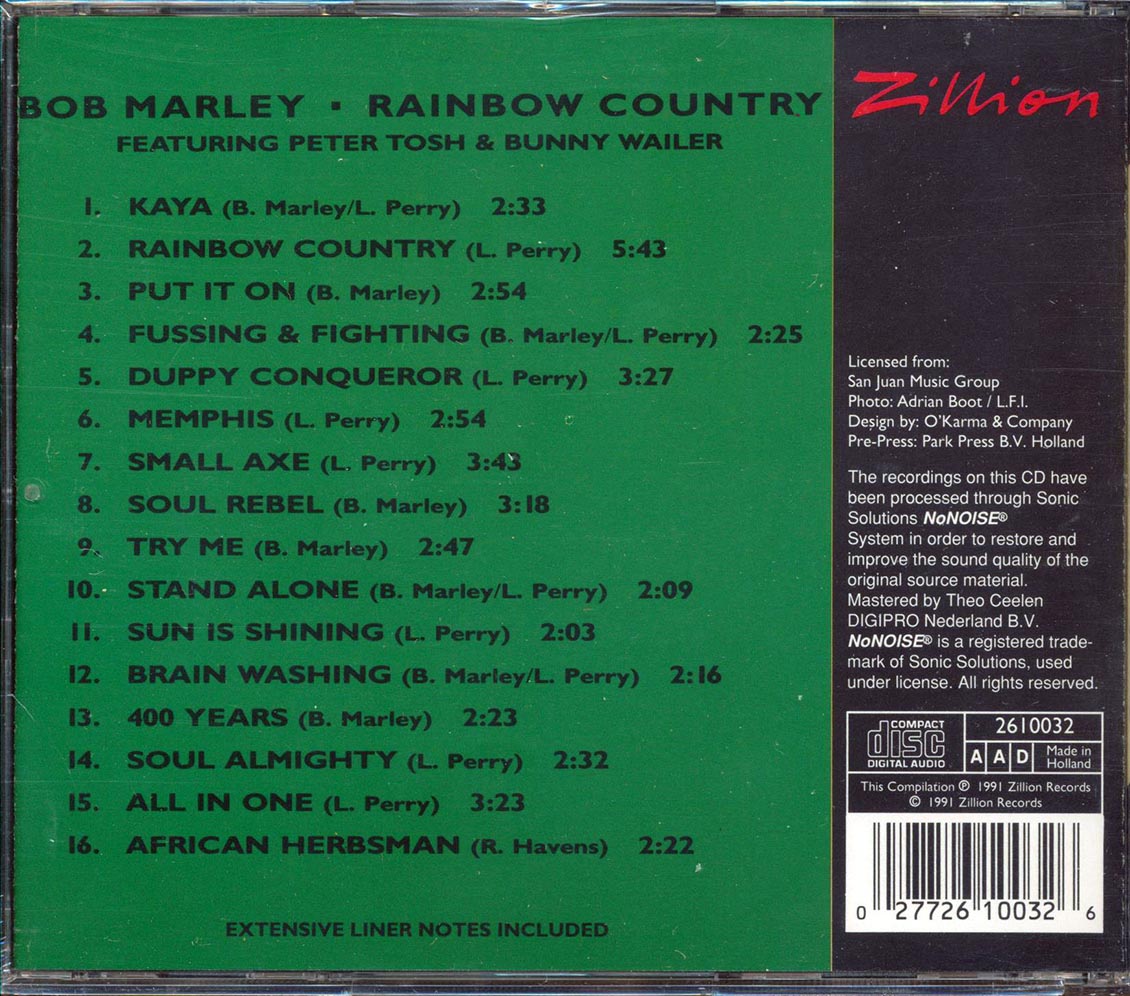 Bob Marley - Rainbow Country Music CD