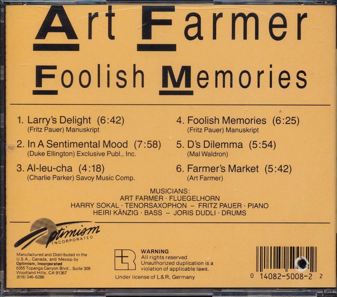 Art Farmer - Foolish Memories  (marked/ltd stock) Music CD