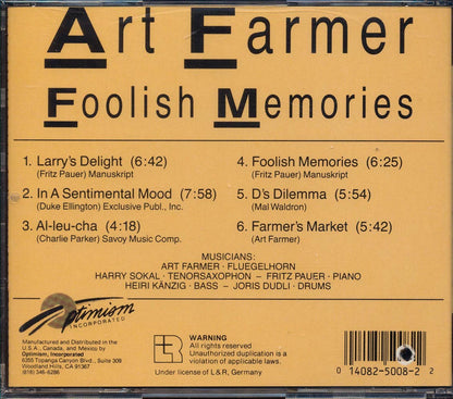 Art Farmer - Foolish Memories  (marked/ltd stock) Music CD