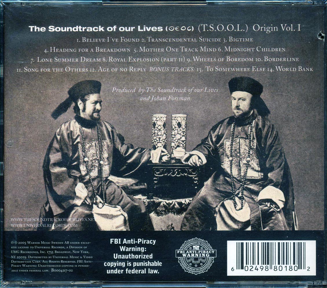The Soundtrack Of Lives  - Origin Volume 1 Music CD