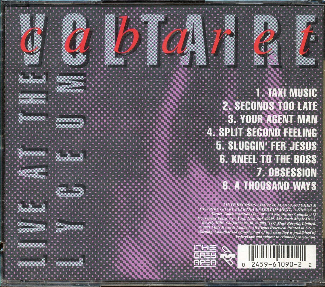 Cabaret Voltaire - Live At The Lyceum Music CD