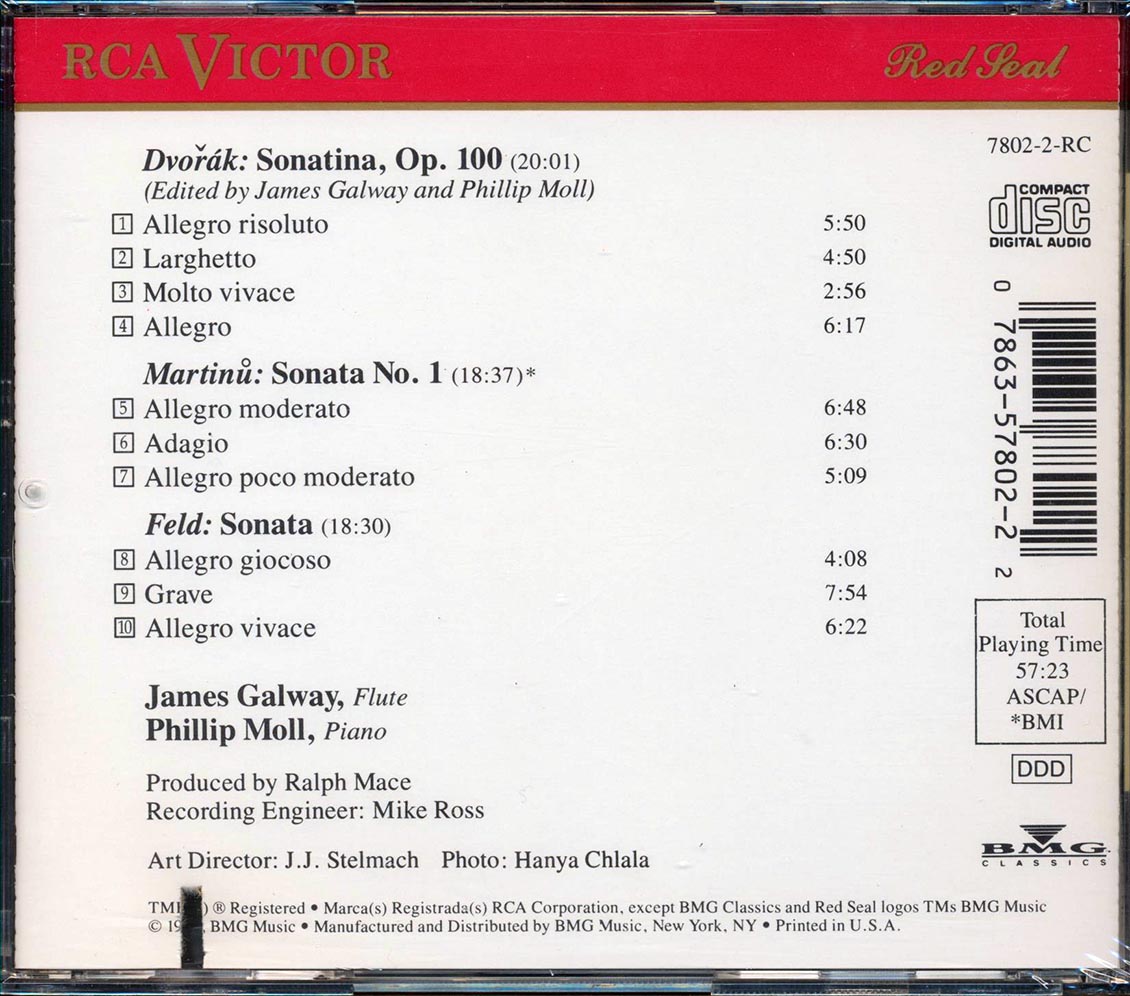 James Galway, Phillip Moll  - Sonatas By Dvorak Feld Martinu (marked/ltd stock) Music CD