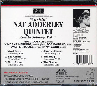 Nat Adderley Quintet Featuring Vincent Herring - Workin' Music CD