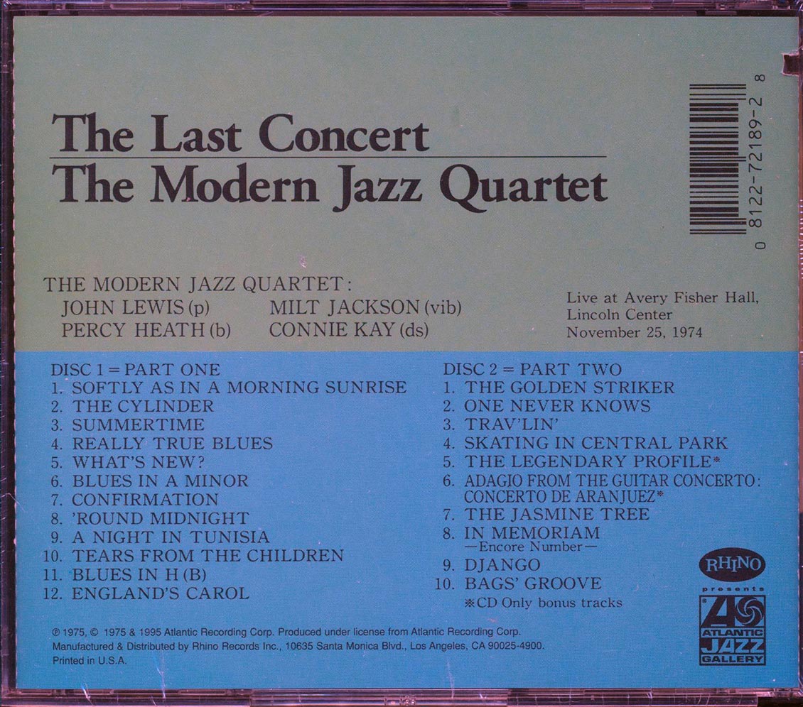 Modern Jazz Quartet - The Last Concert (2xCD) (marked/ltd stock) Music CD