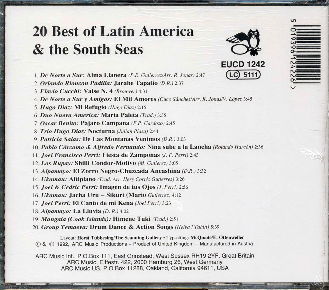 De Norte A Sur, Mariachi Azteca, Hugo Diaz, Etc. - 20 Best Of Latin America & The South Seas Music CD
