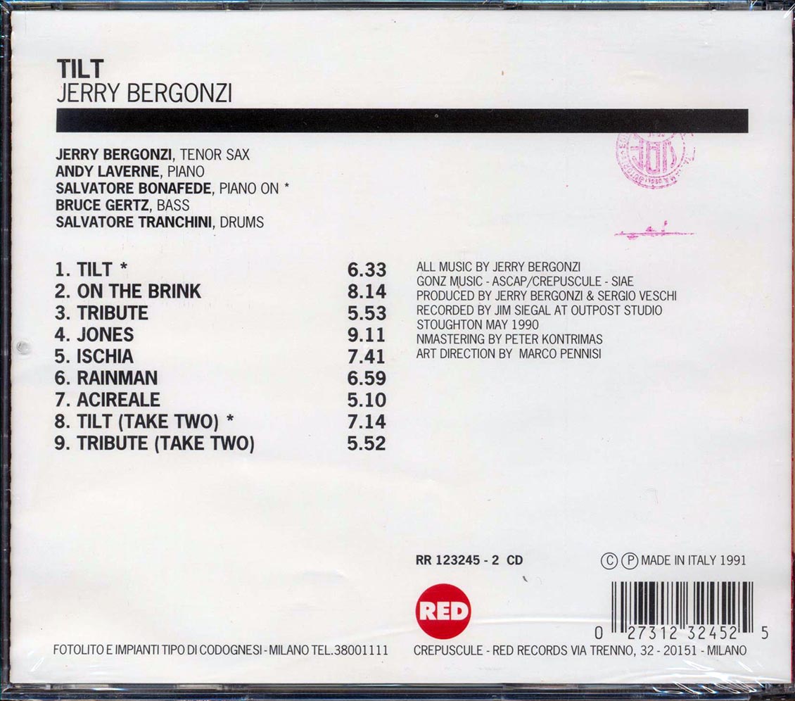 Jerry Bergonzi Quartet - Tilt Music CD