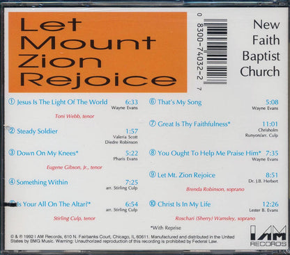 The New Faith Baptist Church Adult Choir  - Let Mount Zion Rejoice (marked/ltd stock) Music CD