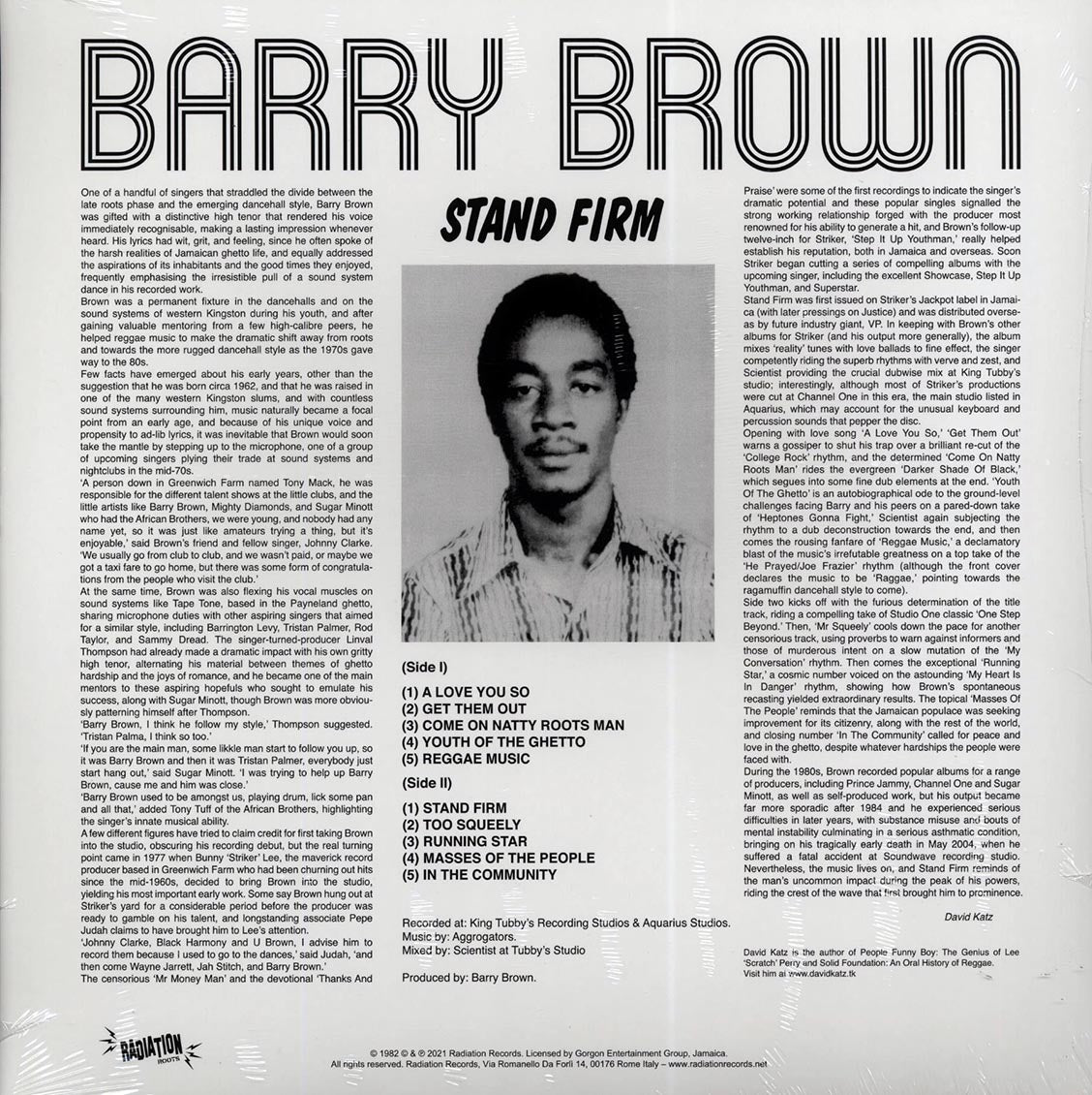 Barry Brown - Stand Firm Vinyl Record