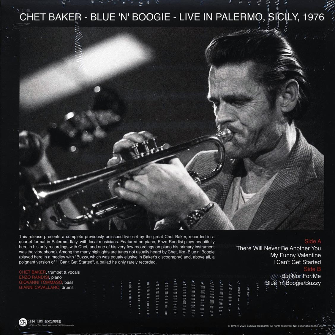 Chet Baker - Blue 'N' Boogie: Live In Palermo, Sicily, 1976 Vinyl Record