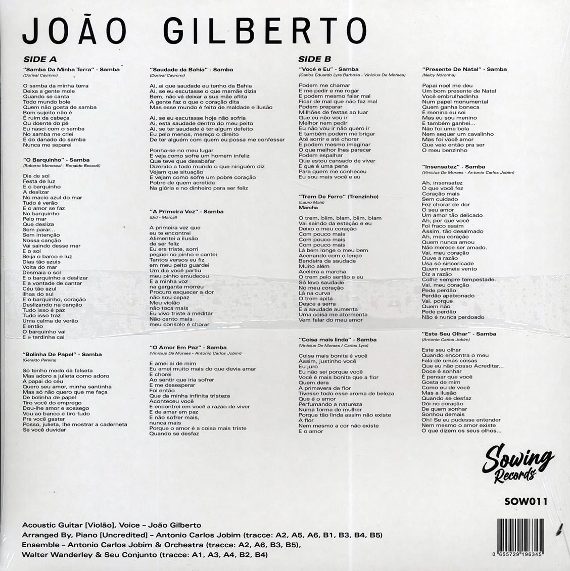 Joao Gilberto - Joao Gilberto (ltd. 300 copies made) (clear vinyl) Vinyl Record
