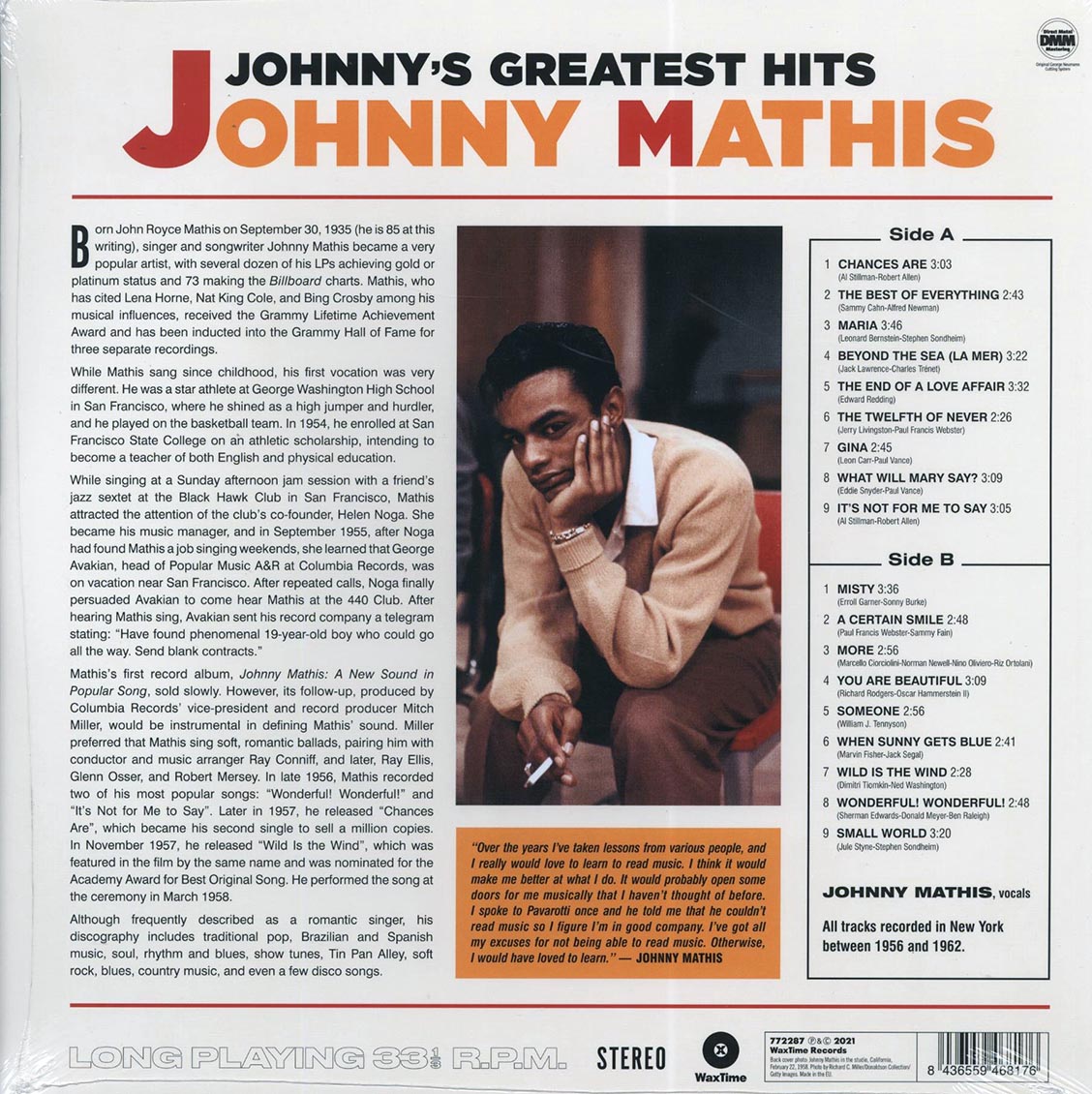 Johnny Mathis - Johnny's Greatest Hits (ltd. ed.) (180g) Vinyl Record